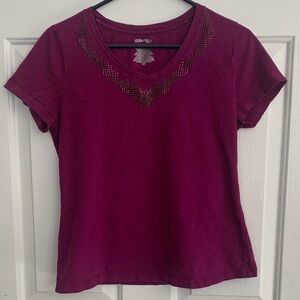 St. John's Bay Women's Purple Embellished Tee